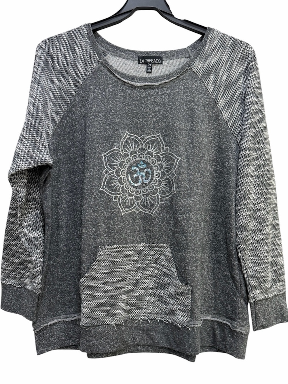 LA Threads Women's Gray Ombré Mandala Sweatshirt Size 2X